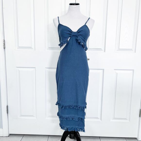 Bonheur D'amour Cutout Fringe Dress in Blue - Picture 3 of 11